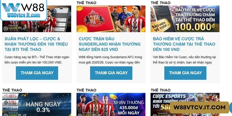 Mức hoàn trả và thưởng nạp giữa các sảnh game khác nhau tại W88